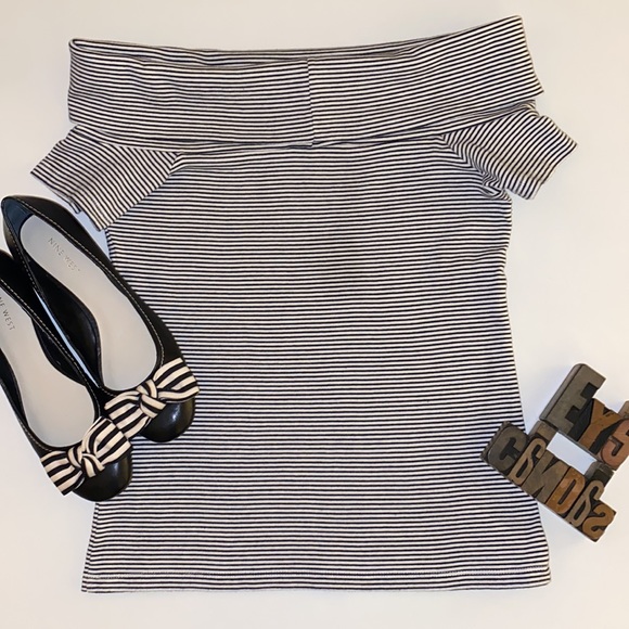 J. CREW Off the Shoulder Short Sleeve Striped T-Shirt - Picture 5 of 10